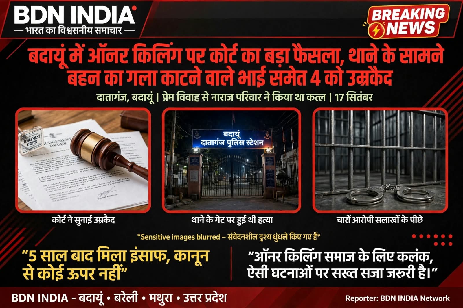 बदायूं में ऑनर किलिंग पर कोर्ट का बड़ा फैसला..........